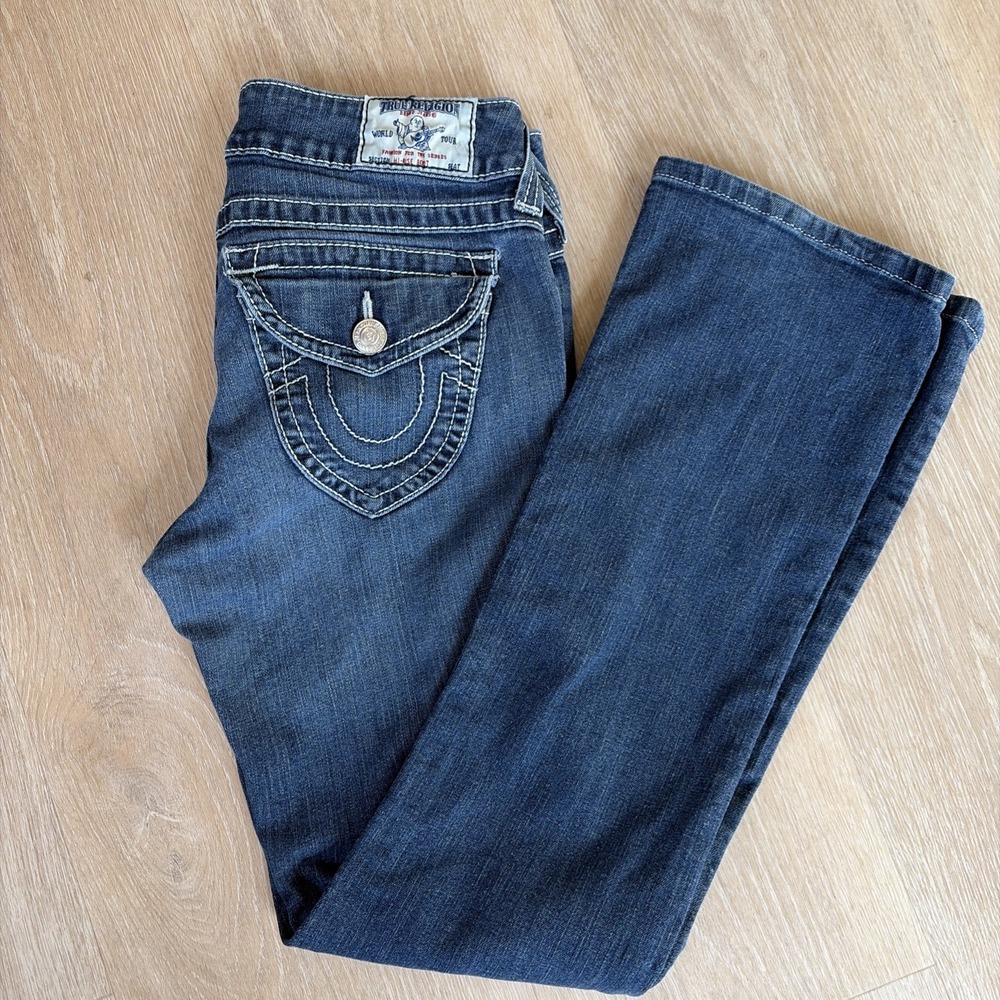 True Religion‎ Bootcut Jeans Women's 29 Dark Wash Flap Pockets USA